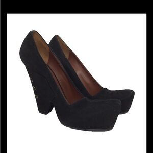 Marc Jacob Suede Block Women Black Platform Heels Size Eu 37 US 7